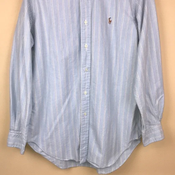 Ralph Lauren Men’s Classic Fit Light Blue White Black Pinstripe Button-Up Shirt - Picture 4 of 9